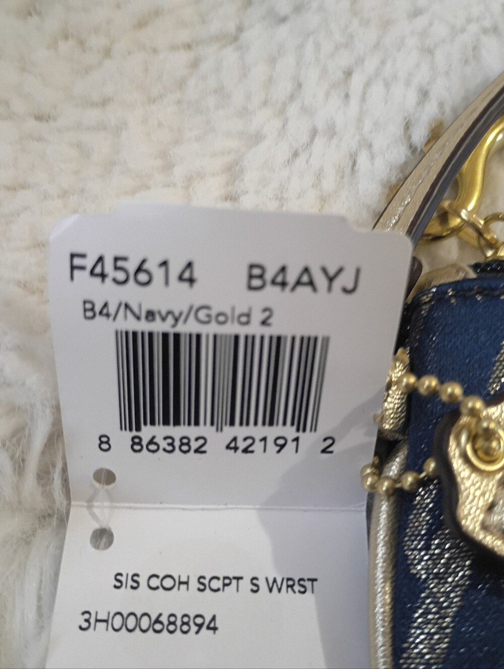 Coach BNWT Navy Blue and Gold Script Wristlet Clutch - Picture 2 of 10